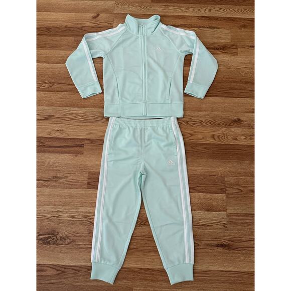adidas Other - Adidas Toddler Girls Mint Green 2 Piece Zipper Front Track Suit Size 4 - NWT